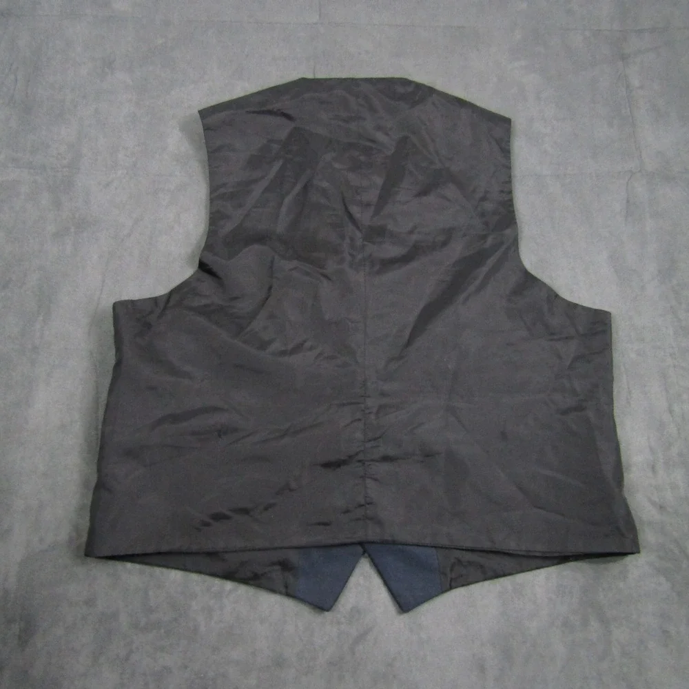Suit Vest Mens 48R Blue Textured Formal Waistcoat 4 Button Pocket Wedding